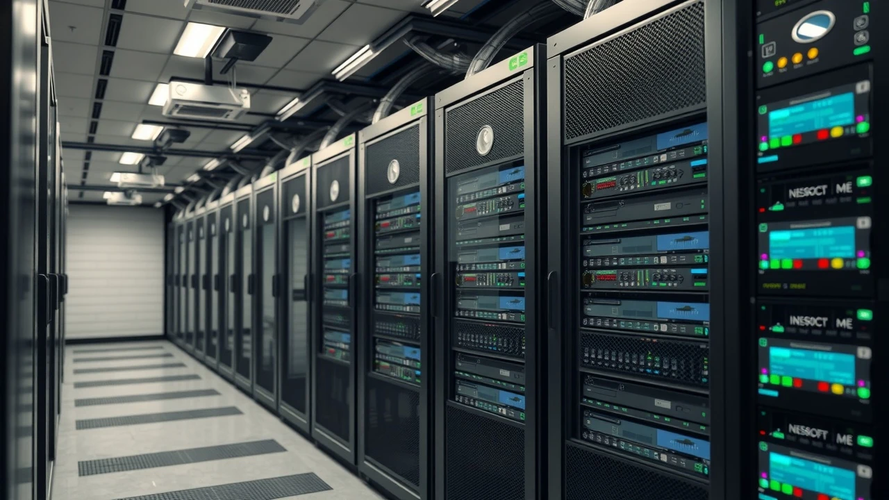 salle de serveurs d'hébergement web bien équipée