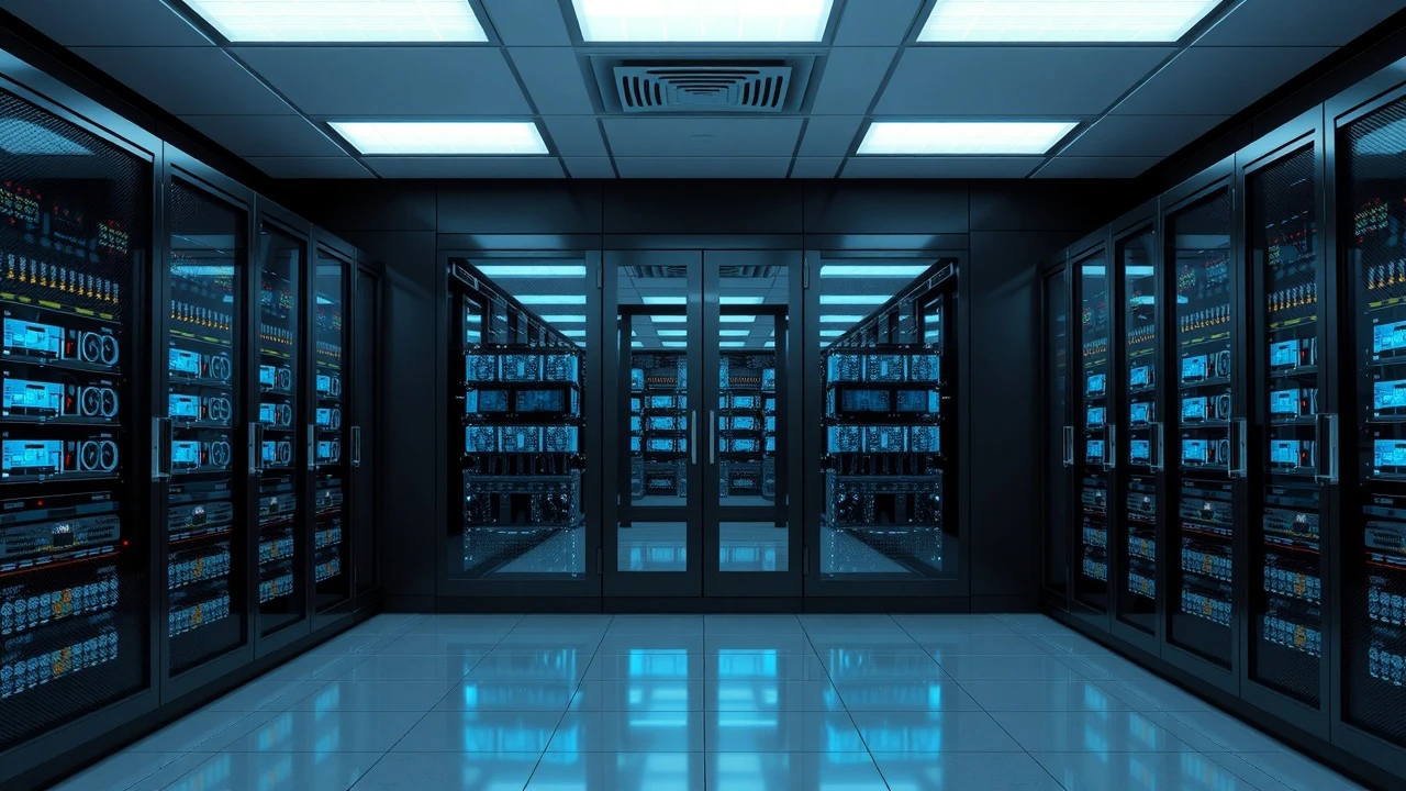 Salle de serveurs sécurisée avec systèmes de sécurité avancés
