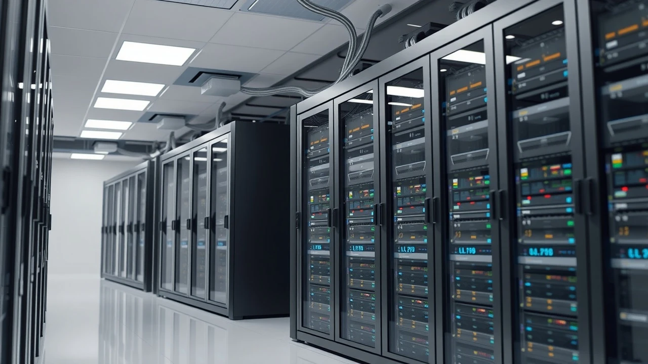 salle de serveur avec infrastructure d'hébergement cloud