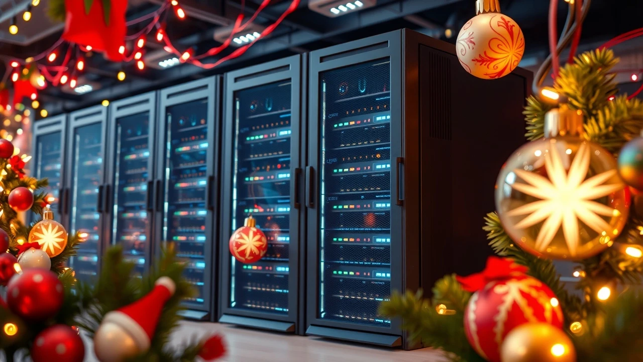 serveur web de haute qualite avec decorations festives