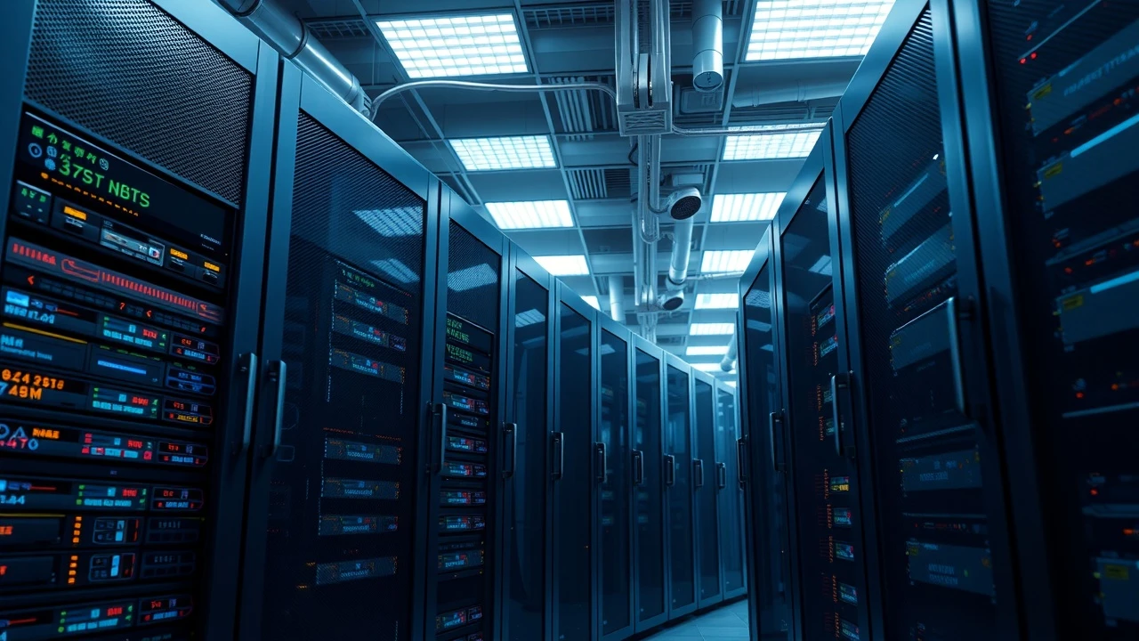 serveurs d'hébergement web dans un centre de données moderne