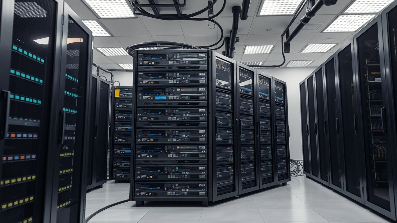 salle de serveurs avec des équipements informatiques