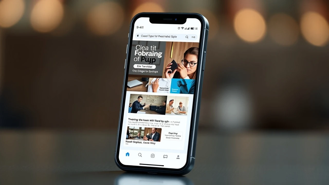 smartphone affichant un site web optimisé