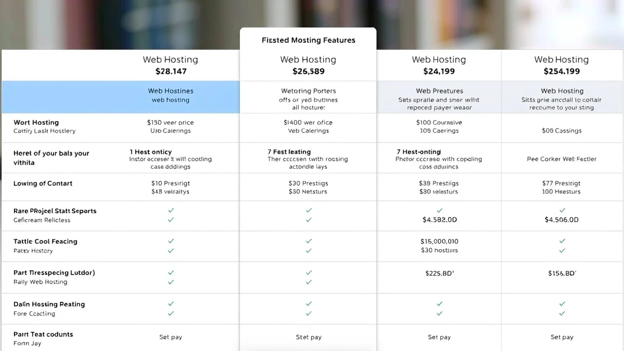 table comparant des offres d'hébergement web