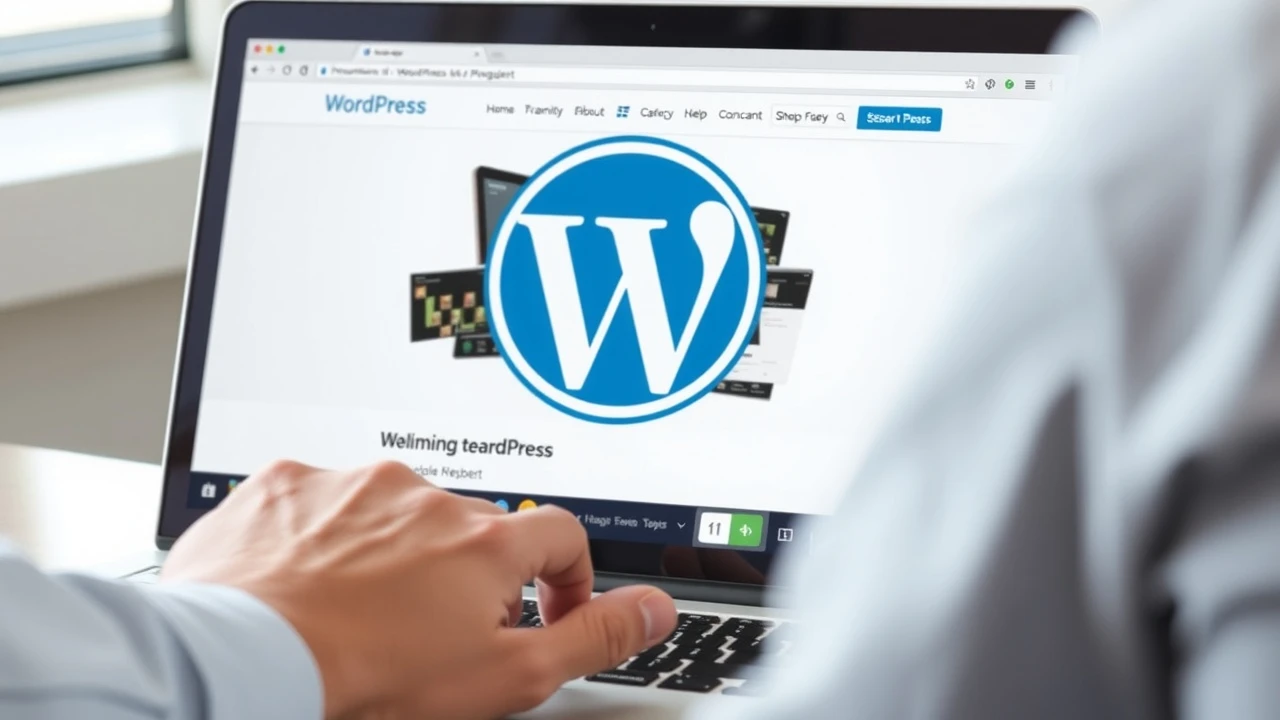 person telechargeant WordPress sur un ordinateur portable