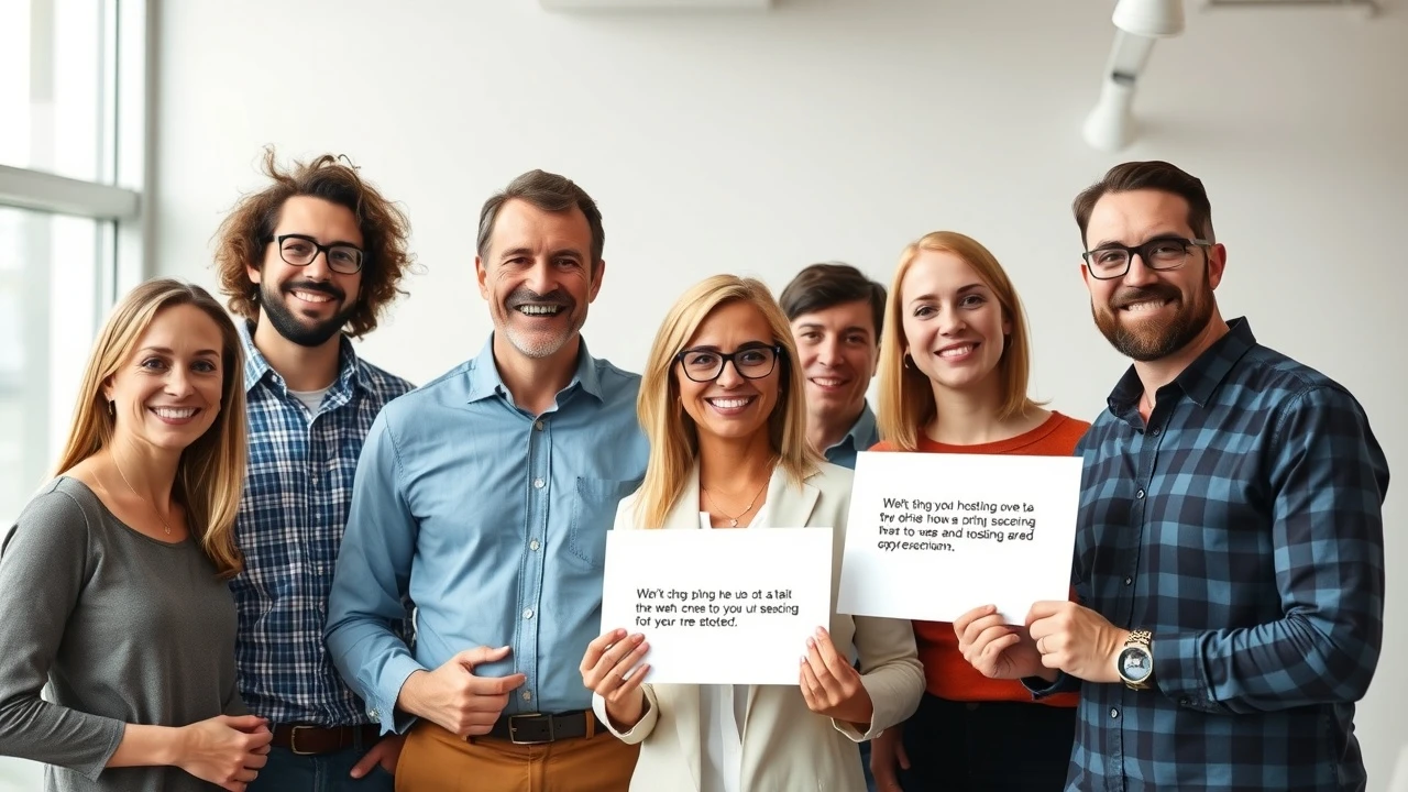 groupe de clients satisfaits partageant leurs témoignages