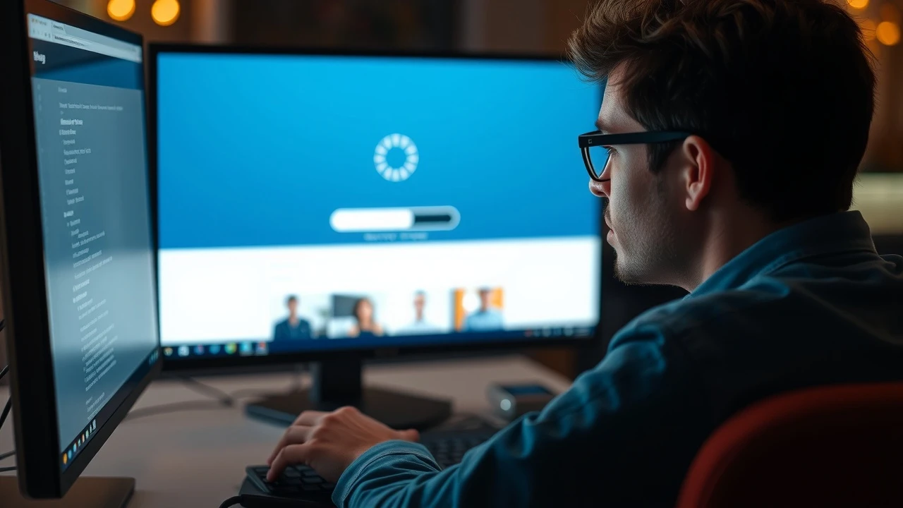 utilisateur devant un ordinateur en attente de chargement