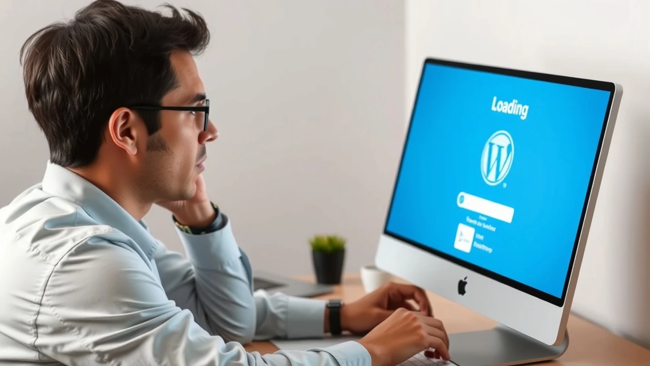 utilisateur frustré devant un écran de chargement WordPress