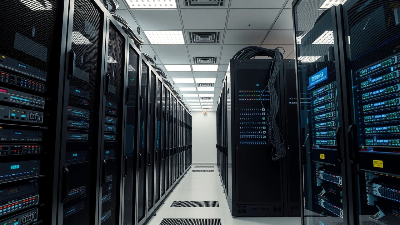 Salle des serveurs avec équipements de haute capacité