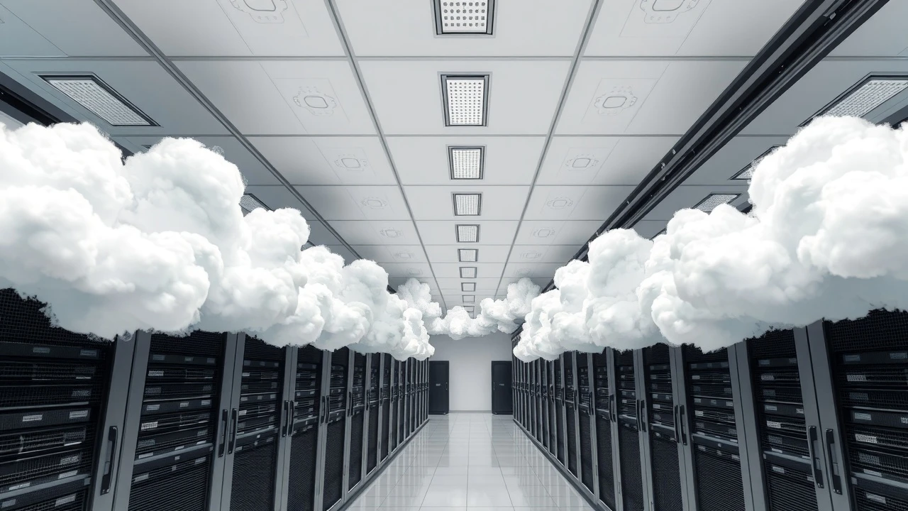centre de données avec plusieurs serveurs cloud