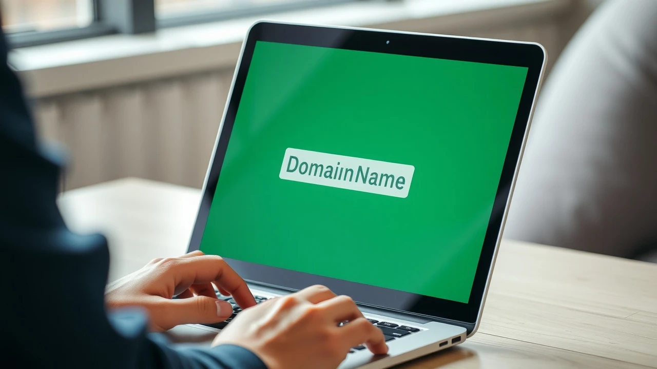 person achetant un nom de domaine sur un ordinateur portable