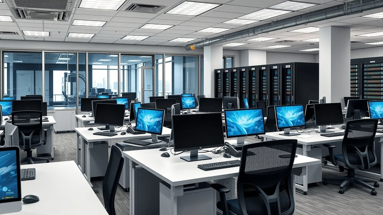 environnement de bureau moderne avec serveurs