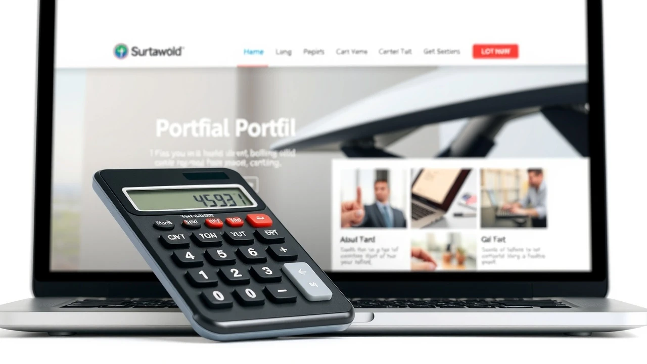 une calculatrice et un ordinateur avec un portfolio