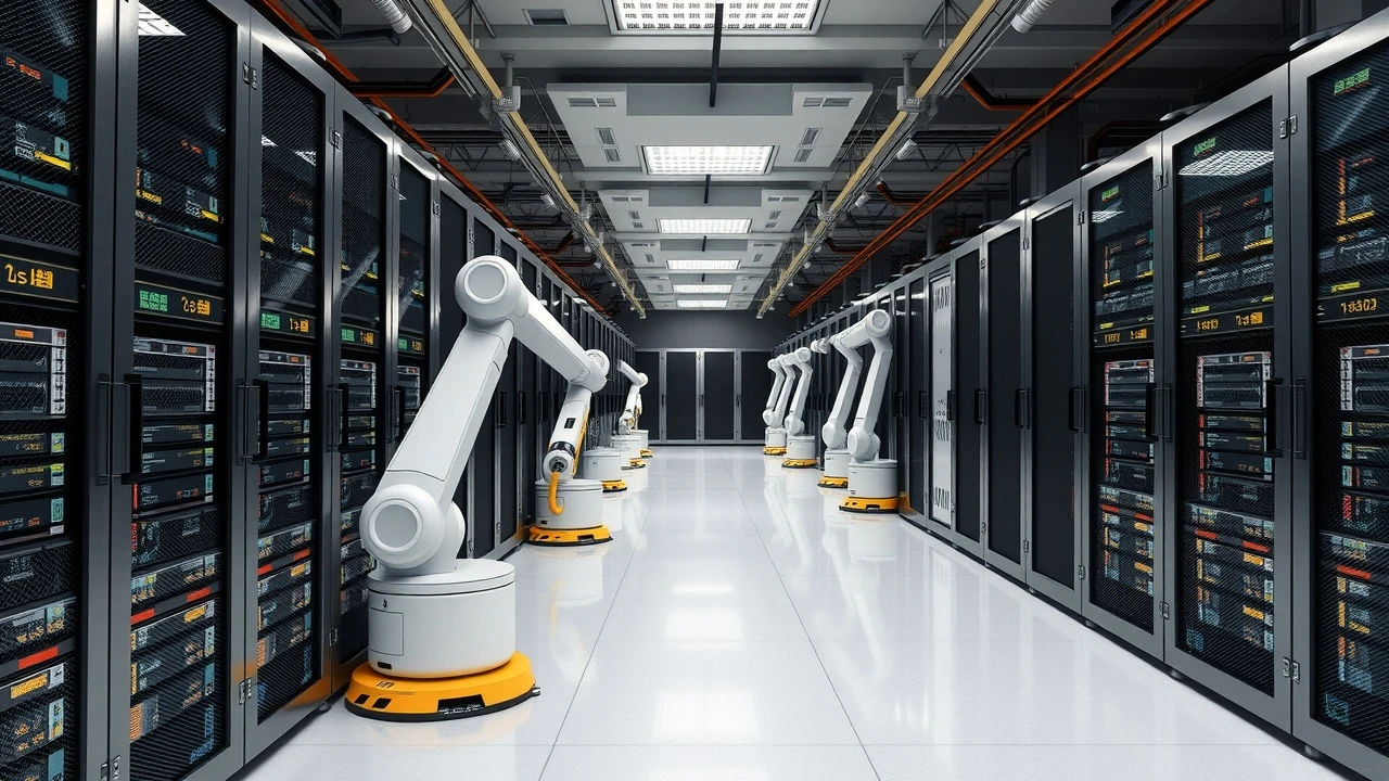 centre de données avec serveurs et systèmes automatisés