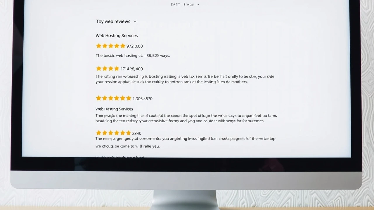 écran d'ordinateur avec avis utilisateurs pour hébergement web