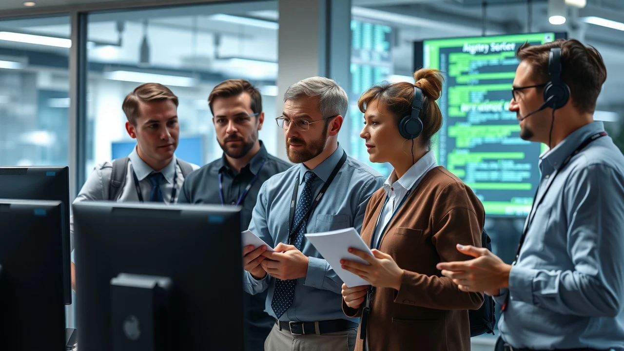 groupe de professionnels de l'informatique en discussion