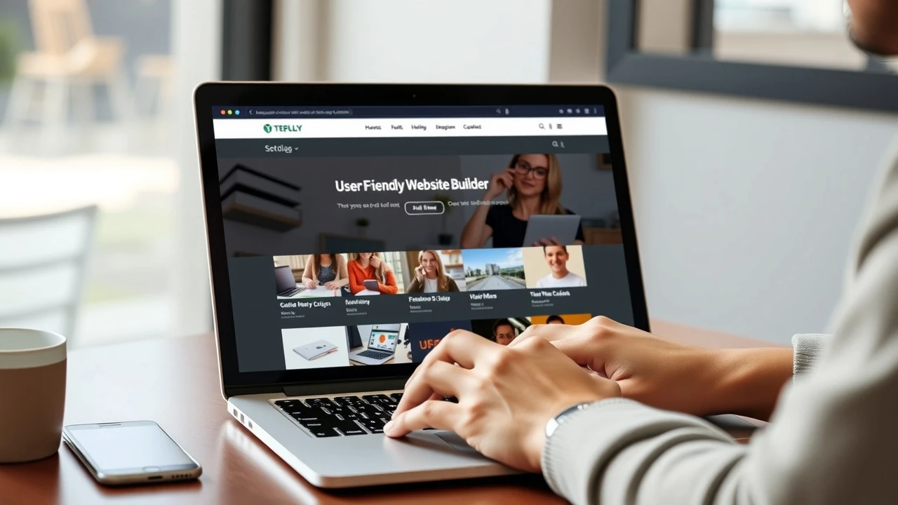 person utilisant un constructeur de site web facilement