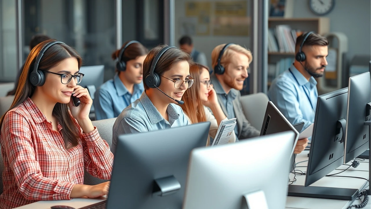 groupe d'agents de support client au travail