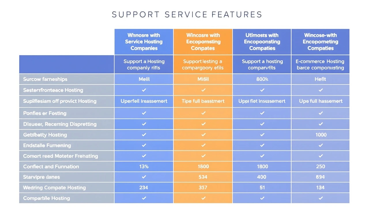 table comparatif des services de support des hebergeurs