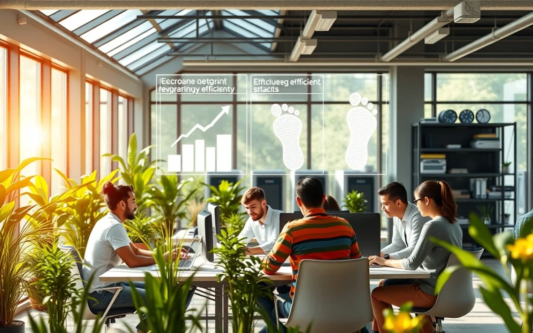 Une illustration des avantages de l'hébergement web écoresponsable dans un bureau moderne.