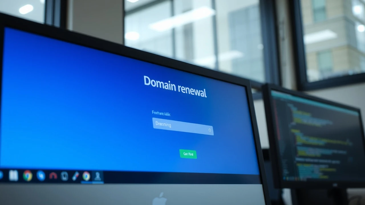 écran d'ordinateur montrant une interface de renouvellement de nom de domaine