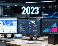 Une représentation photoréaliste d'un espace de travail moderne montrant des solutions d'hébergement VPS.