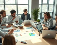 Une image représentant des professionnels analysant des services d'hébergement web dans un bureau.