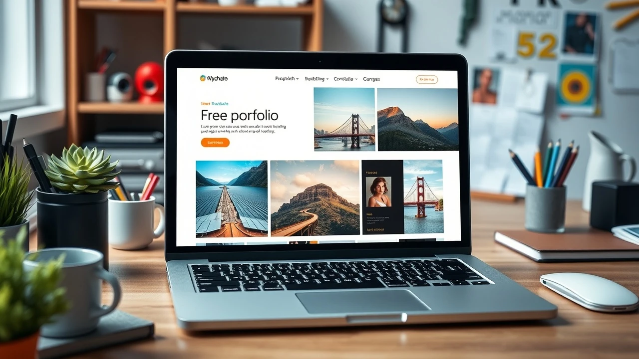 ordinateur portable affichant un portfolio en ligne bien organisé