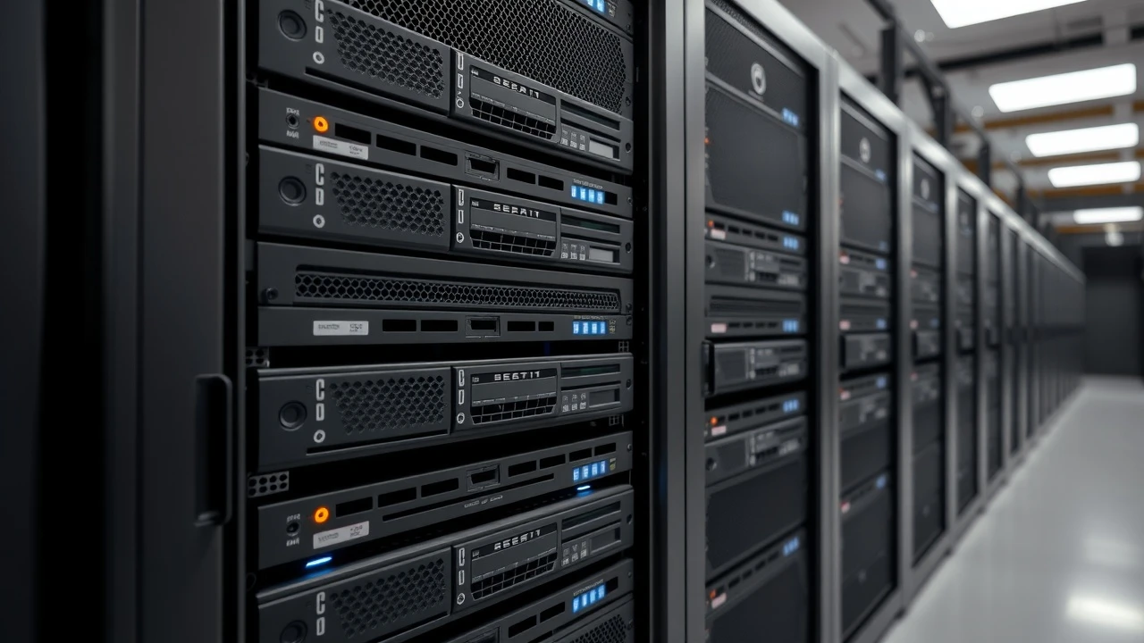 serveur dédié avec plusieurs unités dans un rack