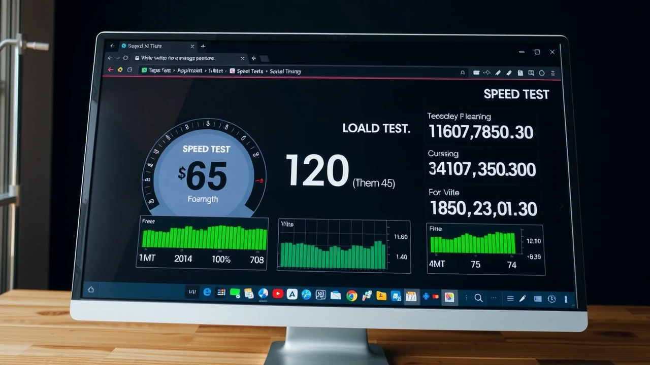 test de vitesse dhebergement web sur un ecran